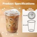 50Pack-16oz Disposable Clear Plastic Cups with Strawless Lids, Round Bottom To Go Cups for Iced Coffee, Smoothies & Cold Beverages