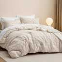 Bedsure Queen Comforter Set - Beige Comforter, Boho Tufted Distressed Vintage Bedding for Kids, 3 Pieces Farmhouse-Style Bed Set for All Seasons, Fluffy Soft Bedding with 2 Pillow Shams