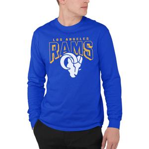 Junk Food Clothing x NFL - Unisex Adult Bold Logo - Officially Licensed Long Sleeve T-Shirt (Small, Blue)