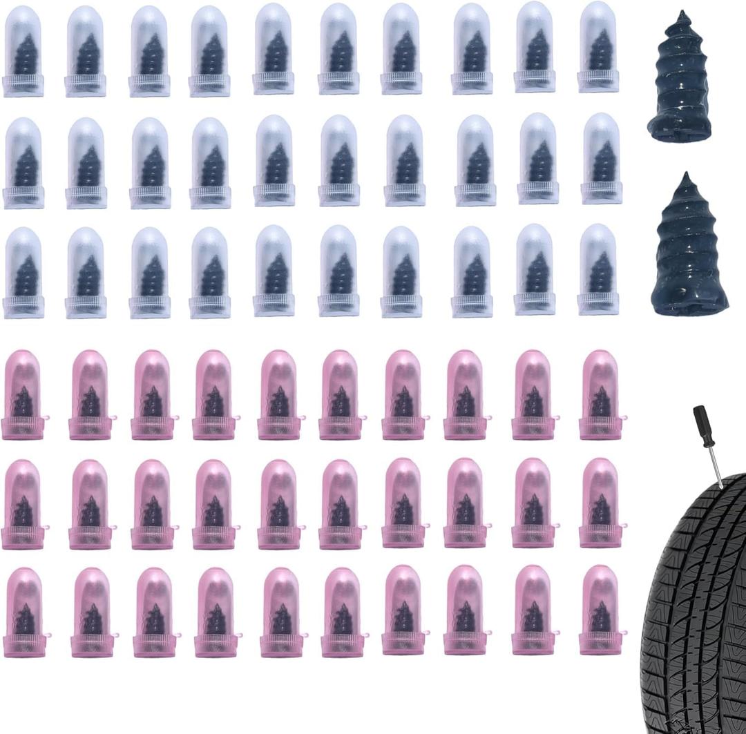 2 x 60PCS Tire Repair Rubber Nail, Vacuum Tire Repair Spiral Rubber Screws Kit, Self-Service Tire Screw Plugs Quick Repairs Tool for Car, Motorcycle, Truck, Tractor Tires Puncture Repair