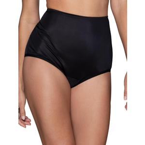 Vanity Fair Women's High Waisted Underwear, Full Coverage Ladies Panties, Perfectly Yours Briefs (5, Nylon - Midnight Black)