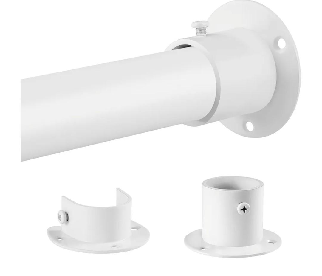 Closet Rods for Hanging Clothes, 1.3 Inch Diameter Heavy Duty Closet Rod 17-39 Inch Adjustable Clothes Hanging Bar Matte White Shower Curtain Rods for Closet, Wardrobes, Bathroom, Windows