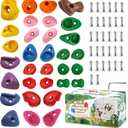 TOPNEW 32 Rock Climbing Holds Multi Size for Kids, Adult Rock Wall Holds Climbing Rock Wall Grips for Indoor and Outdoor Playground Play Set - Includes 2 Inch Mounting Hardware
