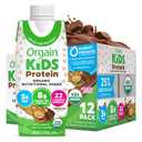 Orgain Organic Kids Nutritional Protein Shake, Chocolate, Healthy Kids Snacks, 8g Dairy Protein, 3g Fiber, 22 Vitamins & Minerals, No Soy Ingredients, Gluten Free, Non-GMO, 8.25 Fl Oz (Pack of 12) BBD 04/07/27