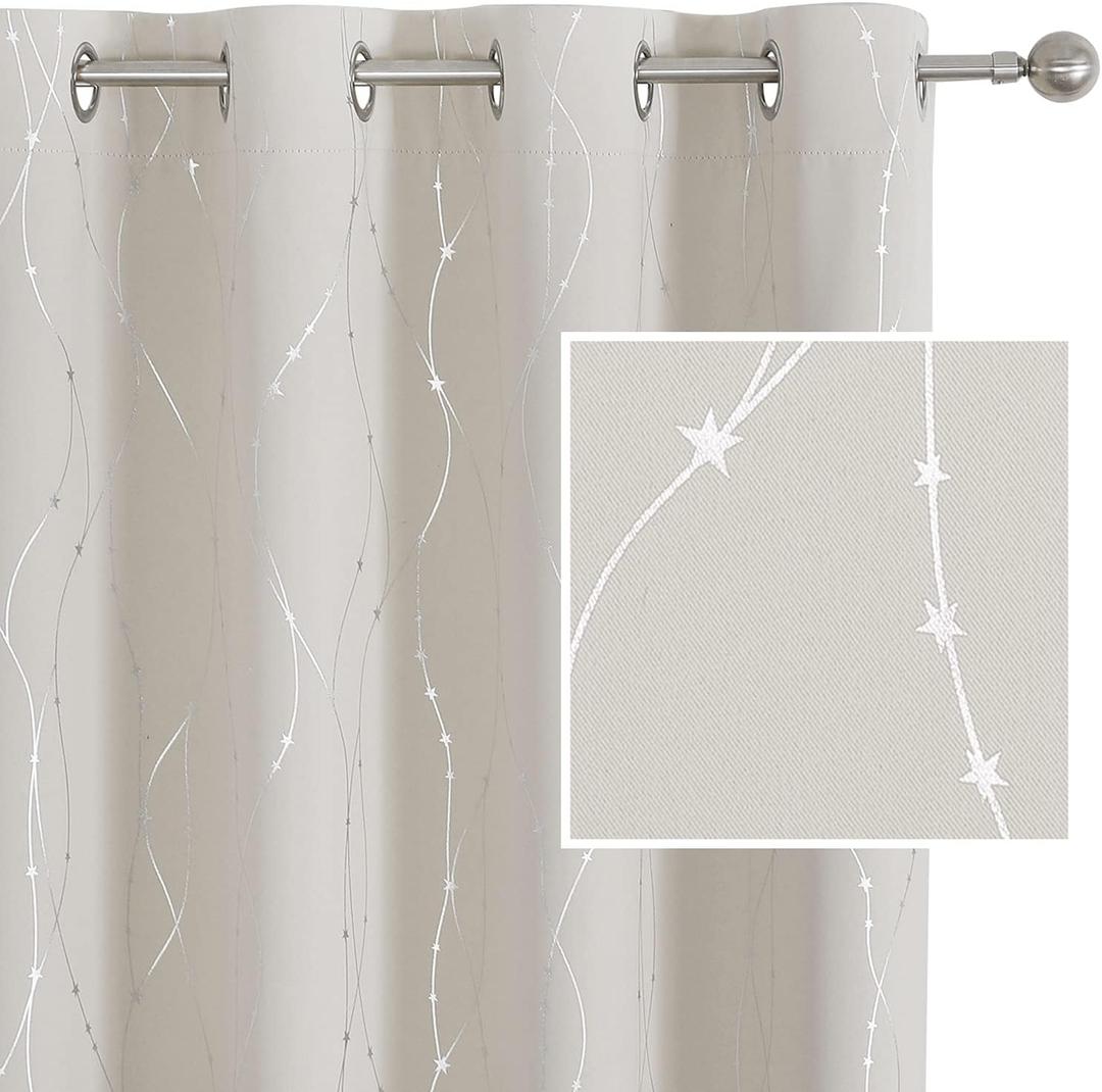 SMILE WEAVER Cream Blackout Curtains 54 Inches Long for Living Room,Room Darkening Bedroom Curtain,Soft Thick Noise Reducing Thermal Insulated Window Treatment Drapes,2 Panels (Beige Silver), Size: 52"W x 54"L