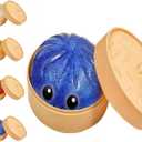 Glitter Dumpling Squishy, 2026 New Bun Squeeze Stress Relief Ball with Steamer Box for Stress Relief, More Surprises (Blue)