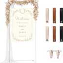 Wedding Welcome Sign Stand, 67" Tall Height - White Metal Sign Holder with 6 Leather Straps, Easel Stand for Seating Charts & Event Dcor