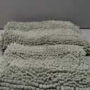 H.VERSAILTEX Sage Bathroom Rugs, Bath Mat Set of 2 Extra Thick Chenille Striped Pattern Shaggy Bath Rugs for Bath Room, Non Skid Bath Mats for Bathroom Floor (32 x 20 Plus 24 x 17 - Inches)