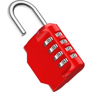Puroma Combination Lock 4 Digit Waterproof Locker Locks Secure Outdoor Padlock for Gym Lockers, Toolboxes, Gates, Fences, Storage, Sports Locker, Cabinets (Red)
