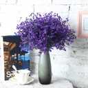 WILLBOND 12 Bundles Spring Artificial Flowers Outdoor Artificial Plant Decor UV Resistant Fake Plastic Flowers Faux Shrubs for Home Garden Porch Hanging Planters Outdoor Summer Decoration(Purple)