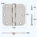 TICONN 48-Pack 3.5 Inch Door Hinges with 5/8" Radius Corner, 3-1/2 x 3-1/2 Inch Iron Bifold Residential Doors Hardware (5/8" Radius Corner, Satin Nickel, 48 Pack)