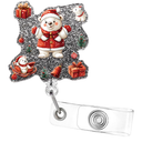 Christmas Badge Reel, Cute Bear Retractable Badge Holders, Funny Nurse Badge Clip, Winter Badge Reel with Alligator Clip Accessories, Badge Holder for ID Name Teacher Doctor 