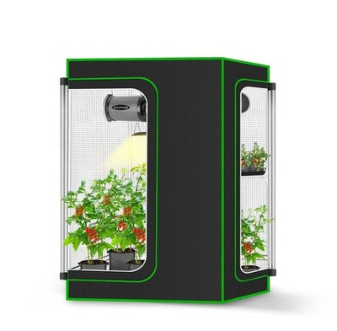 MELONFARM 2-in-1 Grow Tent, 36"x24"x48" High Reflective Diamond Mylar with Multi-Chamber and Floor Tray for Hydroponic Indoor Growing