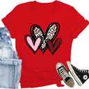 Valentines Day Shirt for Women Love Heart Printed T-Shirts Casual Summer Tee Tops (XL)