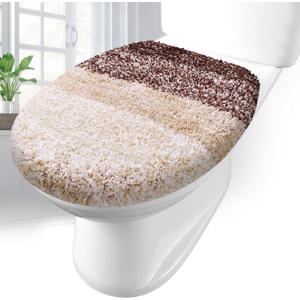 Arotive Soft Microfiber Bathroom Toilet Lid Cover, Machine Washable Seat Covers, 17.5 x 15, Stays in Place Rubber Backing, Fits Most Round, Elongated and Oblong Lids, Accessories Decor, Brown