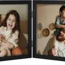 decorUhome Double 10x8 Picture Frame Horizontal, Engineered Wood Bifold Photo Frame with Plexiglass for Tabletop Display, 10x8, Black