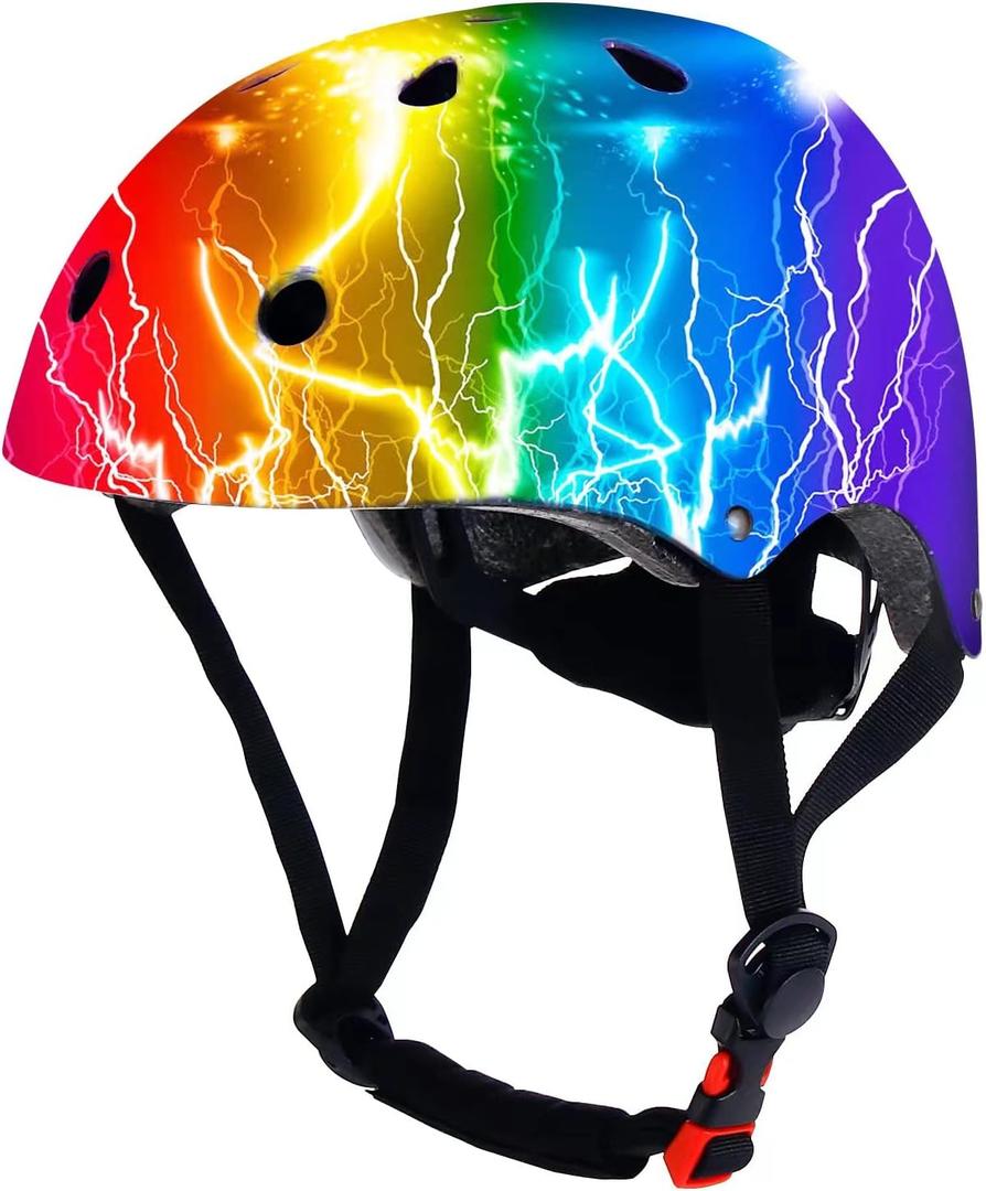 Adjustable Color Gradient Toddler Kids Bike Helmet for 3-5-8-14+Ages Girls Boys,Skateboard Bicycle Toddler Helmet for Multi-Sports Cycling Scooter Inline Roller Skates Rollerblading, Size M
