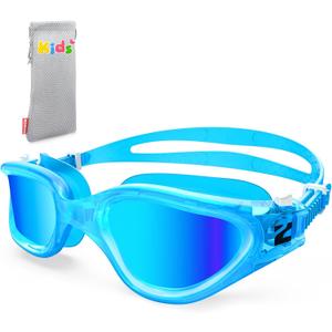 ZIONOR Kids Swim Goggles, G1 MINI UV Protection Anti-Fog Polarized Swimming Goggles for Age 6-14 (A8(mirrored Blue Lens + Clearblue Frame))