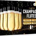 Guanqiao 24 Pack Stemless Plastic Champagne Flutes, 9 oz Clear Disposable Plastic Glasses, Heavy Duty Shatterproof Recyclable Mimosa Glasses for Party Wine Tasting Wedding New Years Eve Party Supplies