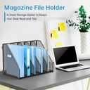 MINDEPOT Desk File Organizer Metal Desk Magazine Folder Holder with 5 Vertical Compartments Rack File Organizer for Office, Home, School, Black