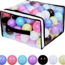 Hovenlay Ball Pit Balls Phthalate Free BPA Free Crush Proof Plastic - 7 Bright Colors in Reusable Play Toys for Kids with Storage Bag