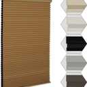 MYshade Cordless Blackout Window Blinds & Shades Pull Down Room Darkening Window Shades Light Blocking Honeycomb Cellular Shade for Indoor Windows Easy to Install 24 inch Wide, H50 Light Brown Blinds