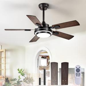 Depuley 42-Inch Ceiling Fans with Lights: Black 3 Blade Flush Mount Low Profile Ceiling Fan for Bedroom - Dimmable Indoor Outdoor Fan with Remote Control Ultra Quiet DC Motor Timer