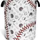 Baseball Laundry Basket Texture Pattern Foldable Oxford Cloth Funny Tote Bag Laundry Hamper Clothes Storage Bucket Organizer For Bathroom/Laundry Storage/Bedroom 18.9x16.5 Inch