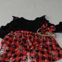 1st Christmas Outfit Newborn Baby Girl Flutter Lace Long Sleeve Top Floral Skirt Bodysuit Xmas Dress Headband (0-6 Months, Red- Plaid)