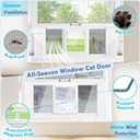 All Season Cat Door for Window with Screen Mesh & Clear Acrylic Panel,32"-36" Adjustable Width,Magnetic Closure Weatherproof Window Pet Door,Aluminum Frame Window Cat Door Insert for Sliding Windows