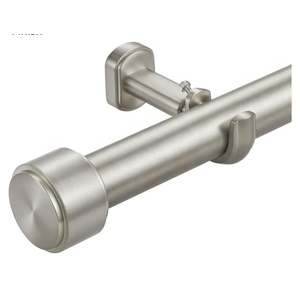 Heavy Duty Curtain Rods,1 1/4" Large Diameter Premium Nonadjustable Curtain Rod,48in/4ft Custom Window Treatment Rods with Durable Aluminum Brackets and End Caps,Brushed Nickel Finish