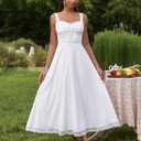 Floral Corset Wedding Guest Dress for Women White (M)