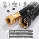 Garden Hose 5/8" x 25ft Brass Rubber Heavy Duty Water Hose 600 PSI Burst Pressure, Durable Flexible Hose for Yard, Car Wash, Pets Black