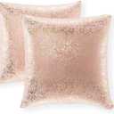Pack of 2, Glitter Decorative Pillows, Throw Pillow Covers Cases for Couch Sofa Home Decor,Vintage Shining & Starry 18 X 18 Inches(Bronzing- Light Pink)