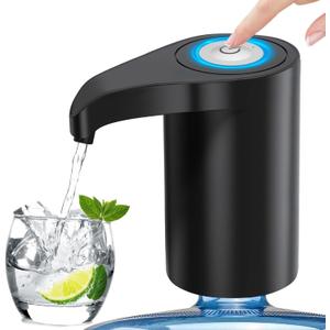 5 Gallon Automatic Drinking Portable Water DispenserUniversal Electric Water Bottle Pump,USB Rechargeable Water Dispenser Water Pump with 2 Silicone, Portable Water Dispenser for Home Camping (Black)