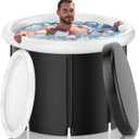 110 Gal Ice Bath Tub for Athletes - Insulated Cold Plunge Tub with Cover, XL Portable Foldable Ice Pod for Home, Gym & Outdoor Recovery, Cold Therapy Tub, Black