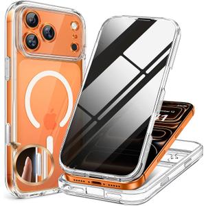 Miracase Magnetic for iPhone 17 Pro Max Case with Privacy Screen Protector [Compatible with MagSafe],Full Camera Protection and Full Body Shockproof Bumper 17 Pro Max Phone Cover 6.9", Clear