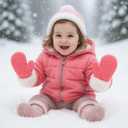 Winter-Kids-Mittens for Toddlers 2-6 Years - Windproof & Fleece Lined Knit Snow Gloves, Soft Warm Gloves for Boys-Girls (Pink)