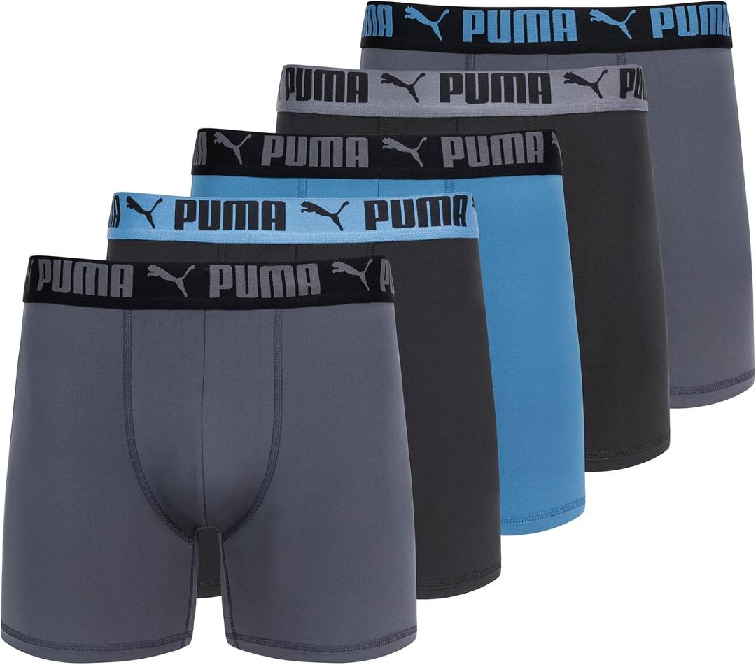 PUMA Men's 5 Pack Performance Boxer Briefs (XL)