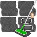 8 Pack Chenille Mop Pads, Reusable Microfiber Mop Refills for 10''12'' Flat Mops, Washable Wet & Dry Floor Pads for Hardwood, Tile, Compatible with Swiffer Sweeper(Gray)