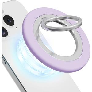 Magnetic Phone Ring Holder, Dual-Sided Magnet Phone Grip Cell Phone Finger Holder for Hand Phone Kickstand for Desk Compatible for MagSafe iPhone 16/15/14/13/12 Series, Purple