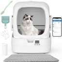 Automatic Cat Litter Box Self Cleaning - APP Control and Weight Monitoring - Ultra-Quiet, Medium Cats and Kittens Litter Box, Safe Anti-PinchAssembly Required