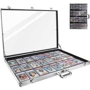 Silver 24in*20in Trading Card Display Case Aluminum for Sports Card/ TCG
