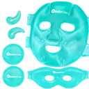 RelaxCoo Ice Face Eye Mask for Dark Circles and Puffiness Cold Warm Compress, Gel Cold Cooling Face Mask Package for Women and Men, Migraines, Headache, Stress and Relaxation (Green)