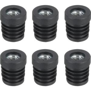 UXCELL 6Pcs M8 Threaded Inserts for 19mm/0.75" Round Tube, Black Plastic Plug Caster Inserts for Chair End Caps & Furniture Legs