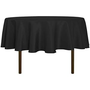 Sancua Round Tablecloth - 60"- Water Resistant Spill Proof Washable Polyester Table Cloth Decorative Fabric Table Cover for Dining Tables, Buffet Parties and Camping, Black