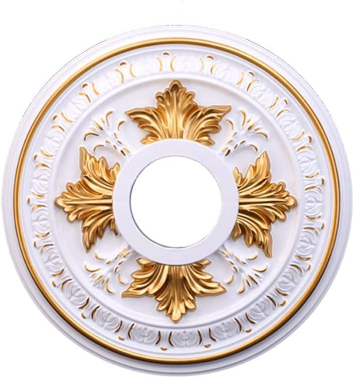 Primst PU Decorative Ceiling Medallion for Light Fixtures and Ceiling Fans, Molded Plastic, Gold and White Finish, (B-15.6"OD x 4.3"ID)