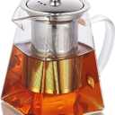 11.8oz Glass Teapot with Infuser, Borosilicate Glass Tea Kettle for Loose Leaf Tea, High Borosilicate Clear Glass Tea Pots for Loose Leaf Tea and Blooming Tea, Stovetop Save (350ML)