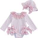 ZyHwShine Toddler Girl Swimsuit Strawberry One Piece Swimsuit Romper with Hat Girl Bathing Suit Kids Girl Beach Rash Guard (12-18 Months, Pink)