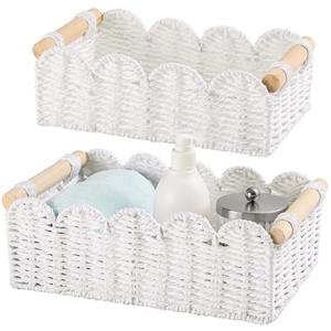 Storage Basket Wicker Baskets for Organizing Toilet Paper Storage Basket for Toilet Tank Top,White